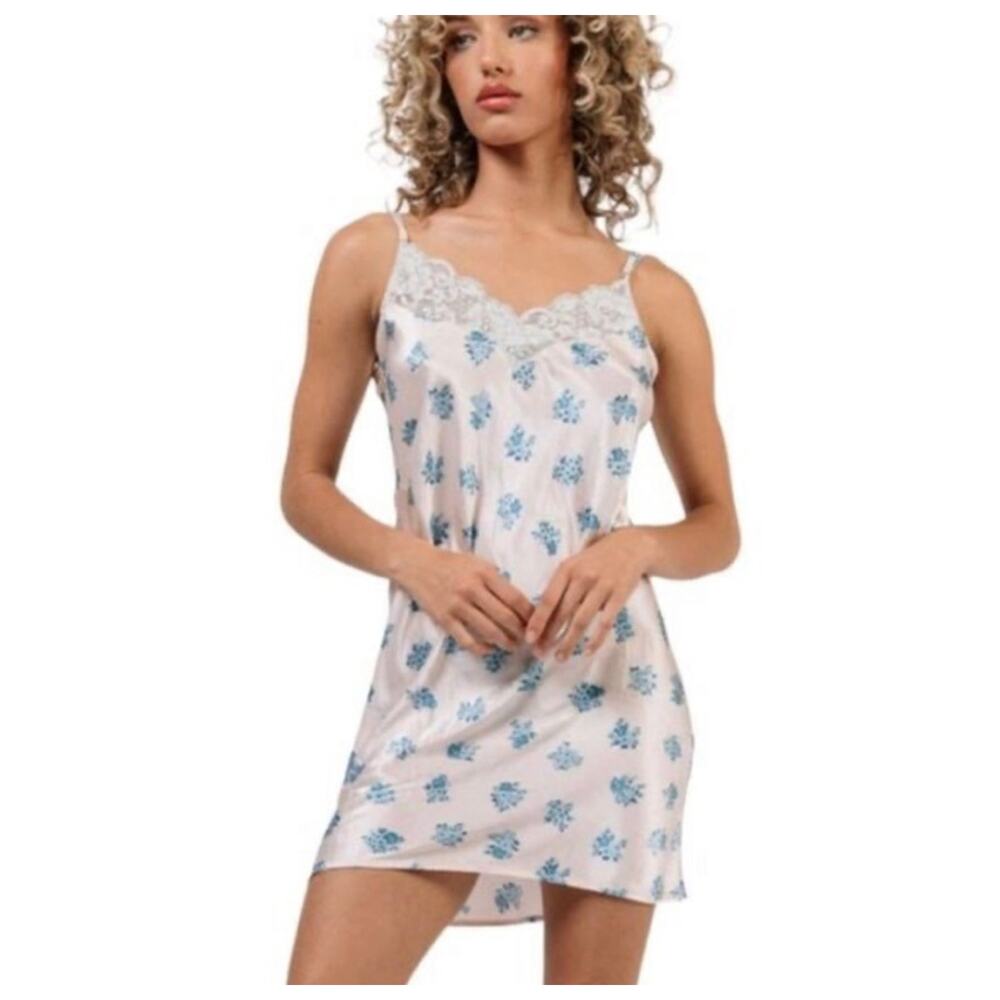 We are HAH Let It Slip Dress Ditsy Floral French Blue Size Medium NWT
